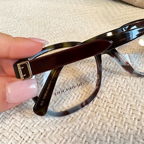 Burberry deep black, blue colors with silver accents square prescription frame - Picture 4 of 10